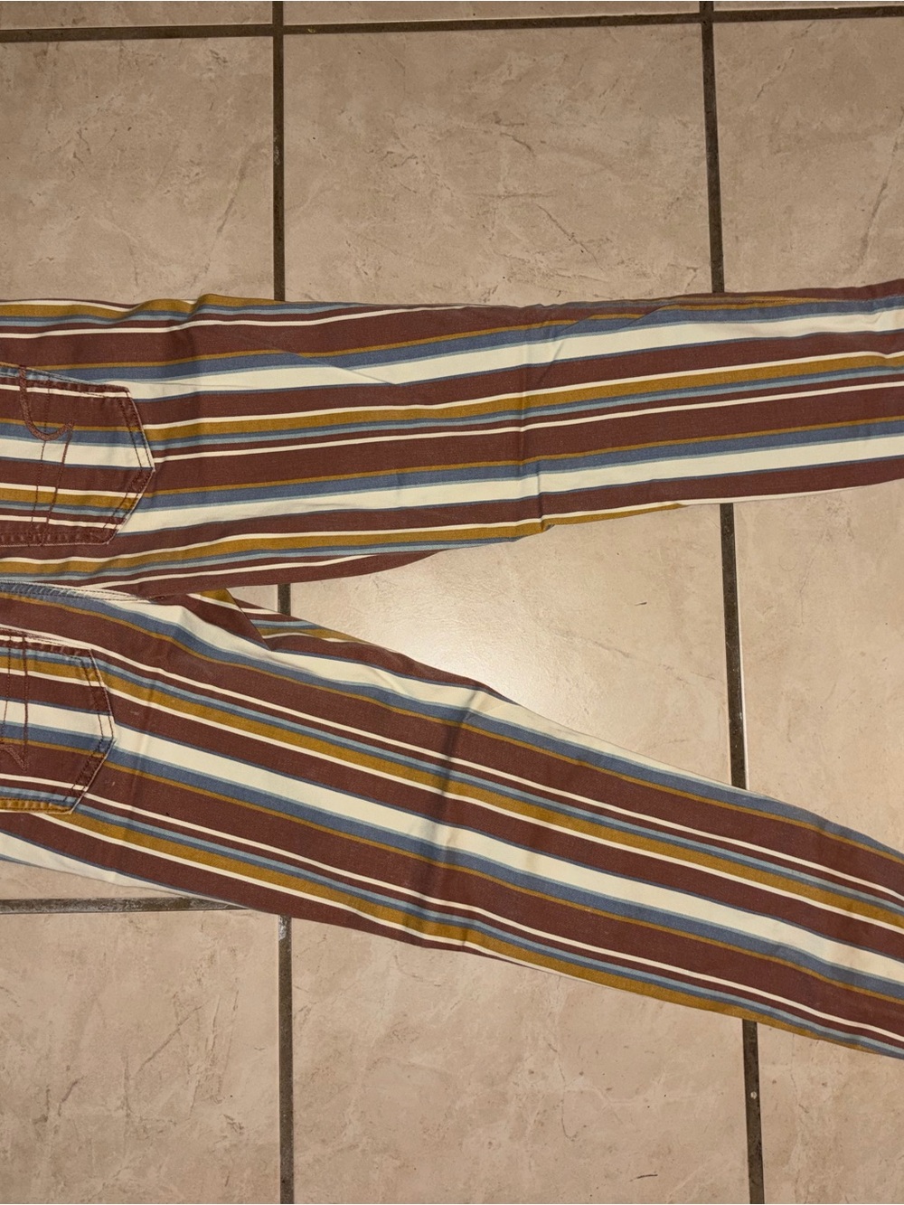 American Eagle Outfitters Brown, Blue & Mustard Striped Jeans - Picture 4 of 6